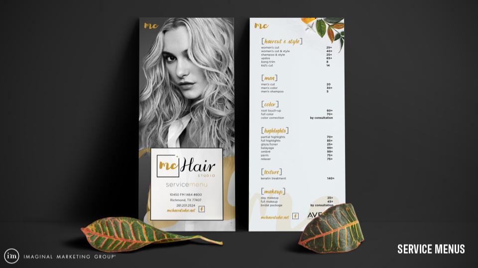 Print, best practices – MC Hair service menu