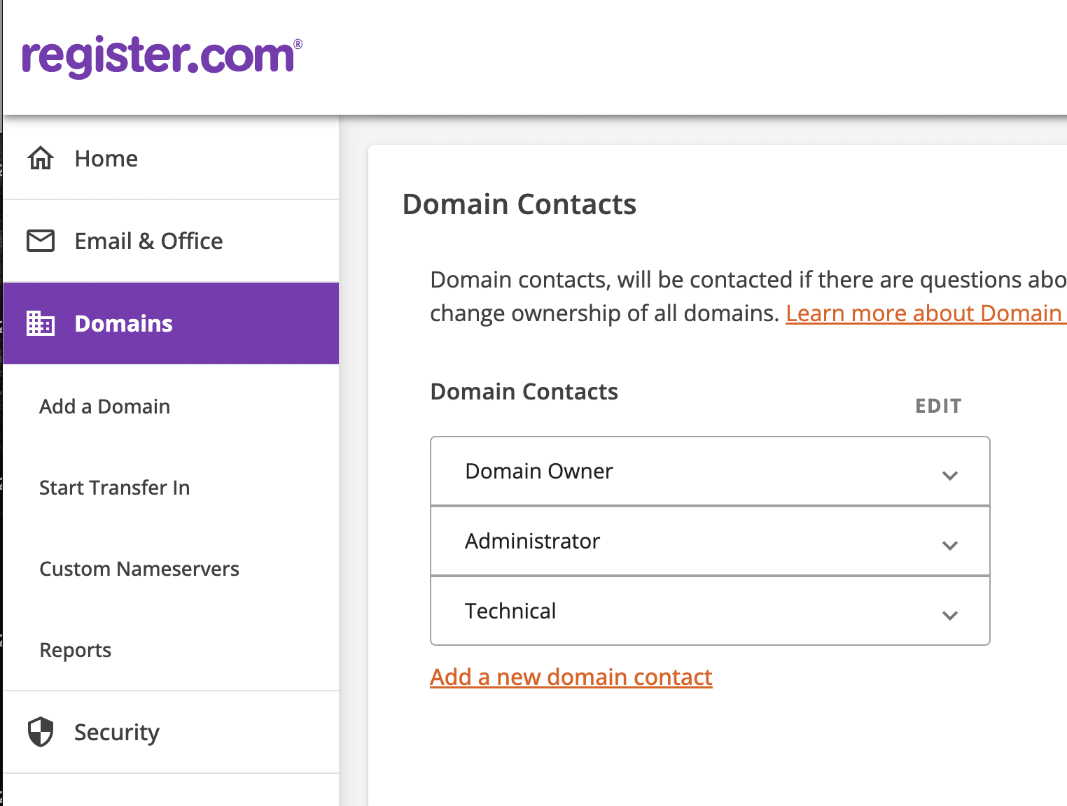 Domain Contacts