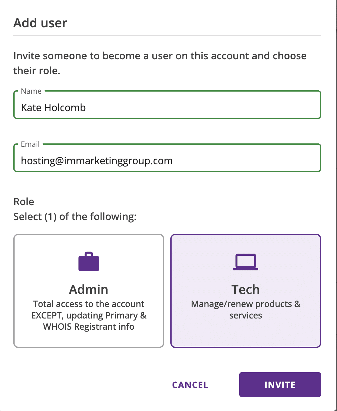 Register.com Delegate Invite Form